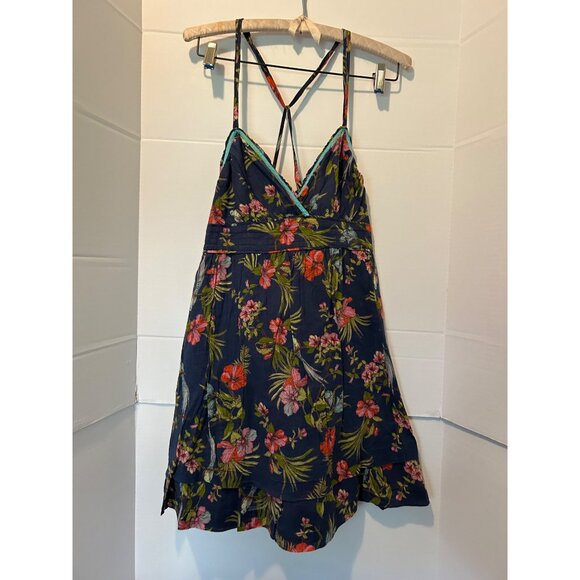 Hollister Dresses & Skirts - HOLLISTER Sundress Y2K  Babydoll Size L High Waist Tropical Hawiian Floral Spagh